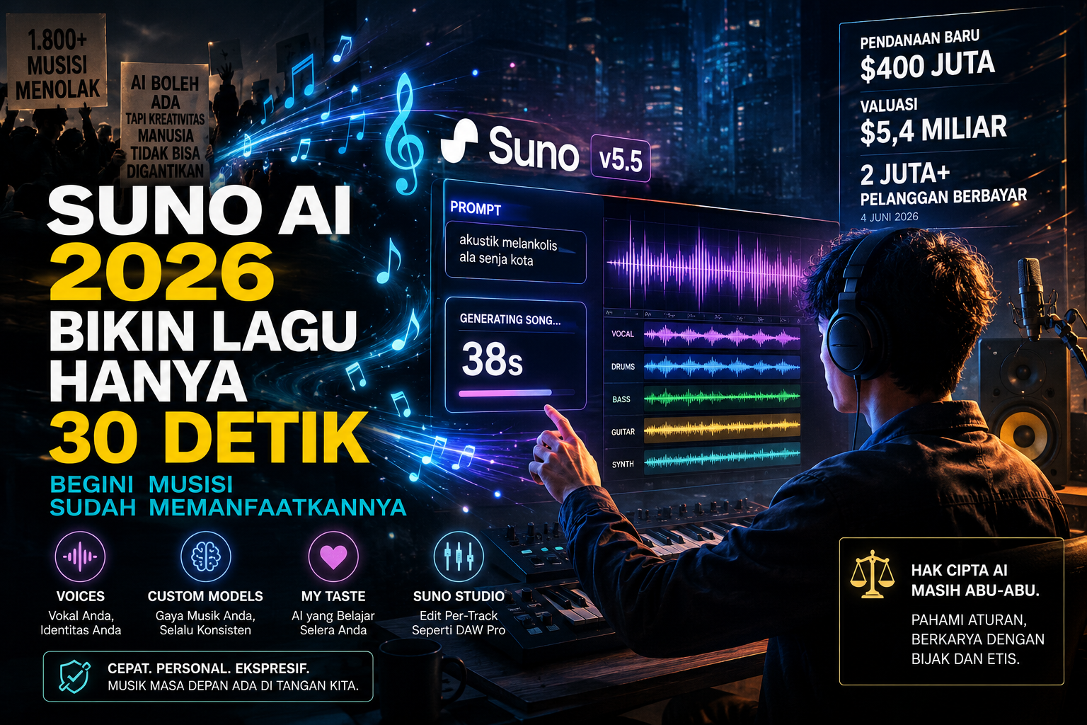 Suno AI 2026 Bikin Lagu Hanya 30 Detik, Begini Musisi Sudah Memanfaatkannya 1 Suno AI 2026 Bikin Lagu Hanya 30 Detik, Begini Musisi Sudah Memanfaatkannya