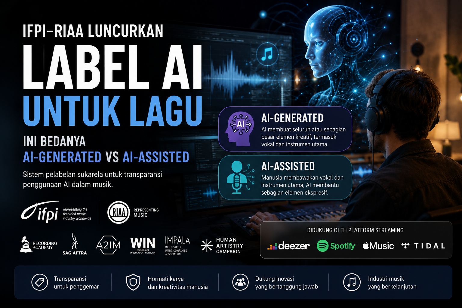 IFPI-RIAA Luncurkan Label AI untuk Lagu: Ini Bedanya AI-Generated vs AI-Assisted 1 IFPI-RIAA Luncurkan Label AI untuk Lagu: Ini Bedanya AI-Generated vs AI-Assisted