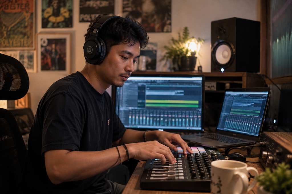 Apple Music Segera Terapkan Label 'Made With AI' untuk Lagu Buatan AI 7 Musisi independen Indonesia mempersiapkan metadata rilisan lagu di studio rekaman mandiri.