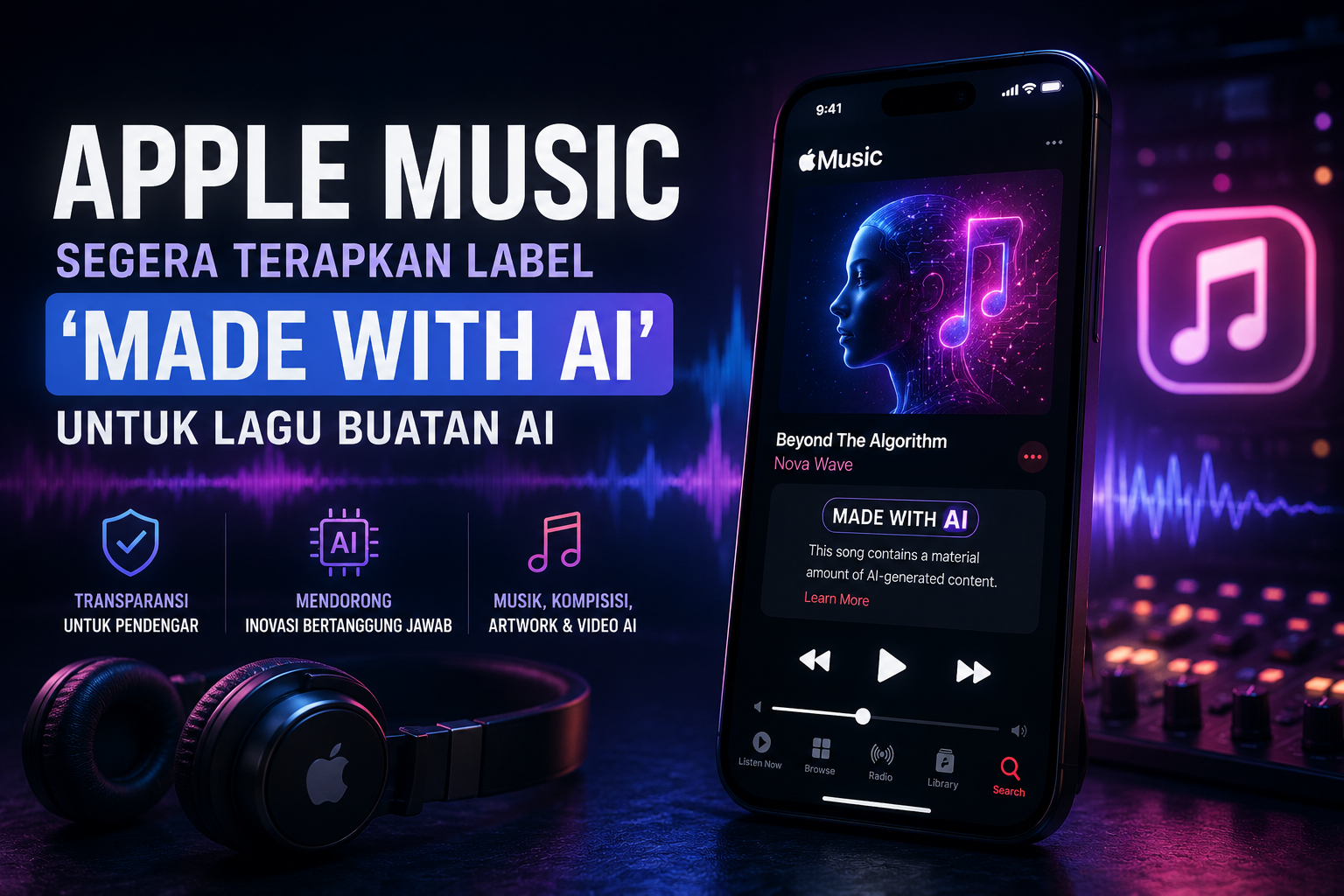 Apple Music Segera Terapkan Label 'Made With AI' untuk Lagu Buatan AI 1 Apple Music Segera Terapkan Label ‘Made With AI’ untuk Lagu Buatan AI