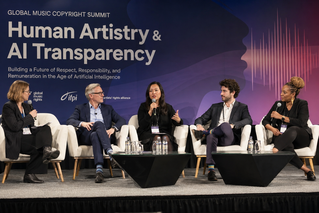 Apple Music Segera Terapkan Label 'Made With AI' untuk Lagu Buatan AI 3 Forum asosiasi industri musik global membahas regulasi transparansi kecerdasan buatan dalam streaming musik.