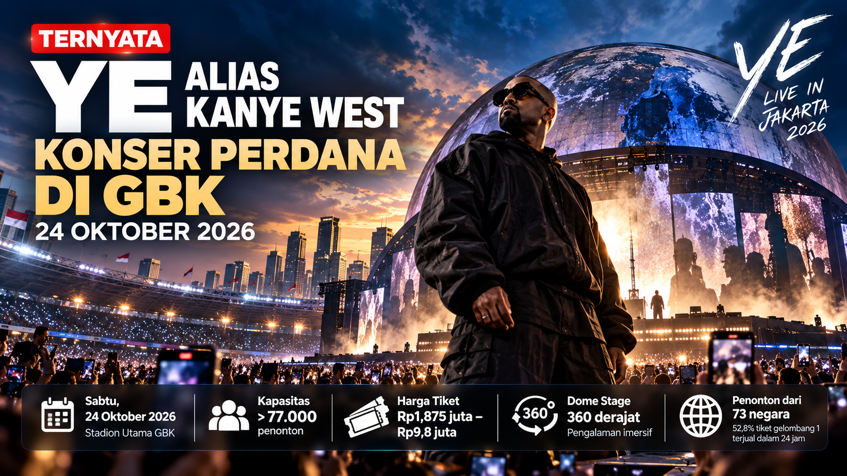 Ternyata Ye alias Kanye West Konser Perdana di GBK 24 Oktober